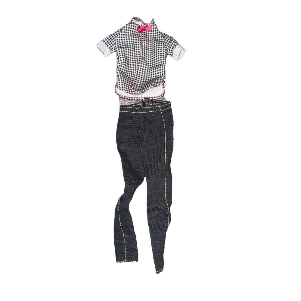 Barbie Ken Fashionistas Pink Bow tie‎ Plaid Shirt Pants ONLY W3954